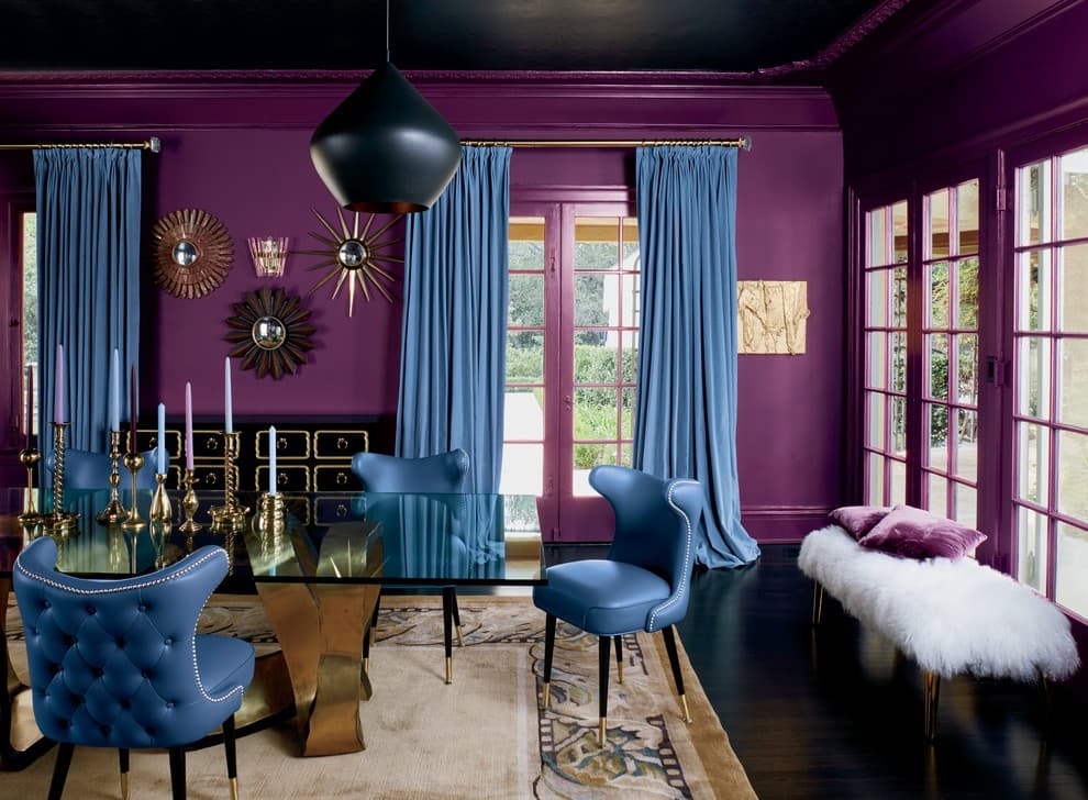 Blue Color Curtains For Puple Walls